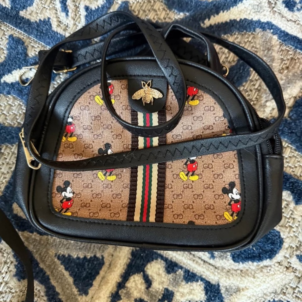 Gucci Black and Brown Crossbody Bag with Metallic Accents